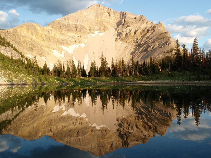 Pentagon Mountain and Dean Lake in Bob Marshall Wilderness, Montana