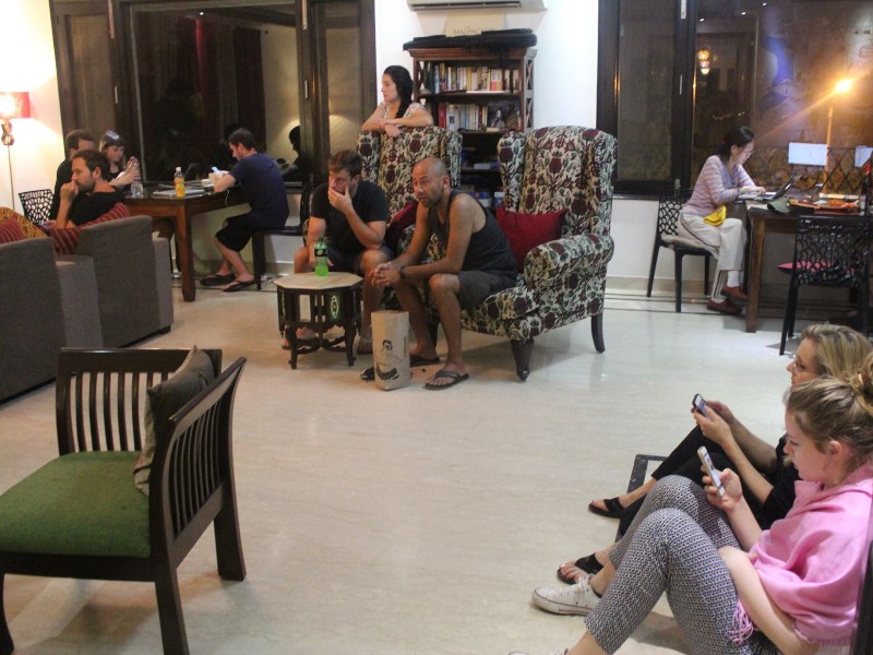 Hanging out in the common room at Madpackers Hostel
