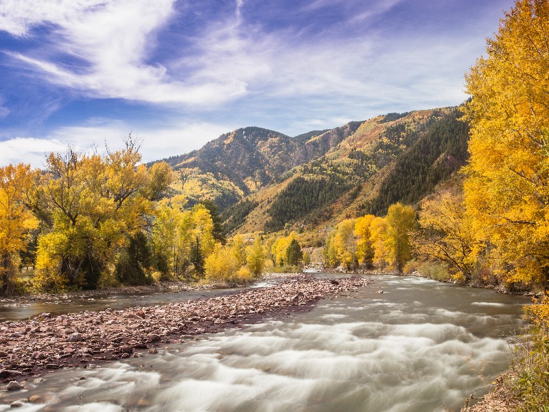 Roaring Fork River near Carbondale, Colorado in the fall