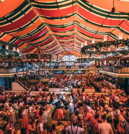 large tent with munich oktoberfest