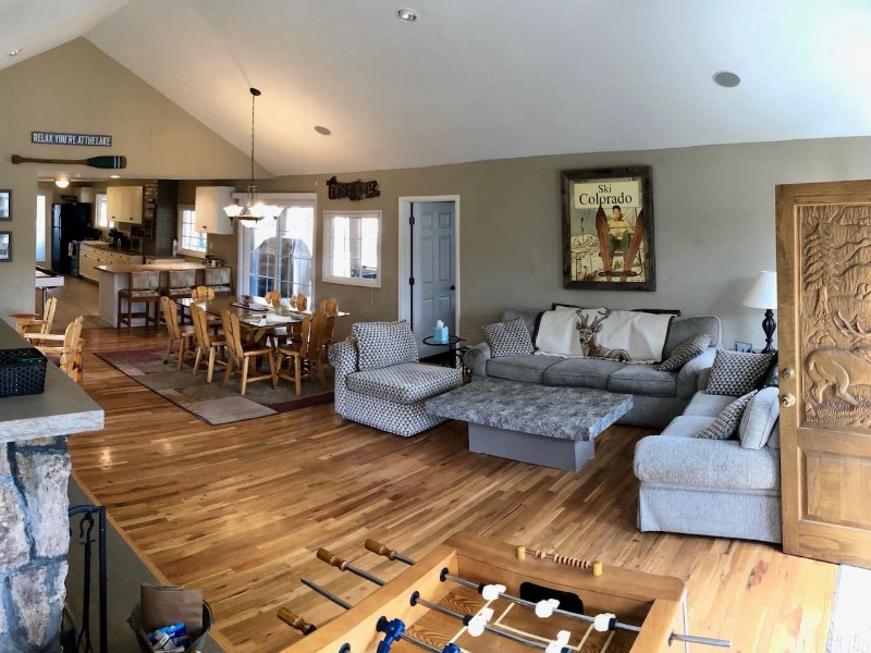 Inside seating at Ideal Colorado Lakehouse away from it all 