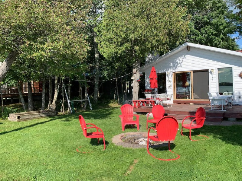 Outdoor Seating at Cute As A Bug Cottage On The Shores of Big Manistique Lake
