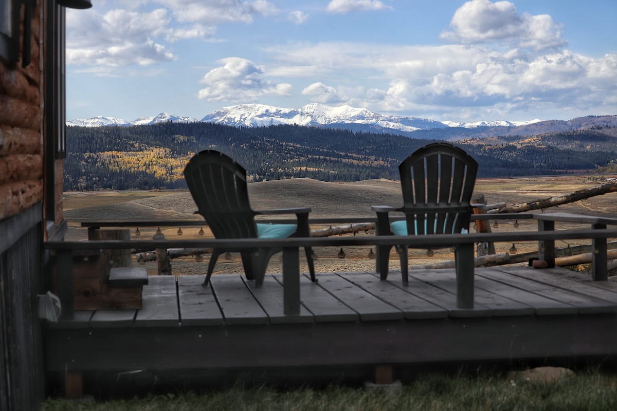 View from the back deck of Bridger Teton Wyoming Range Cabin