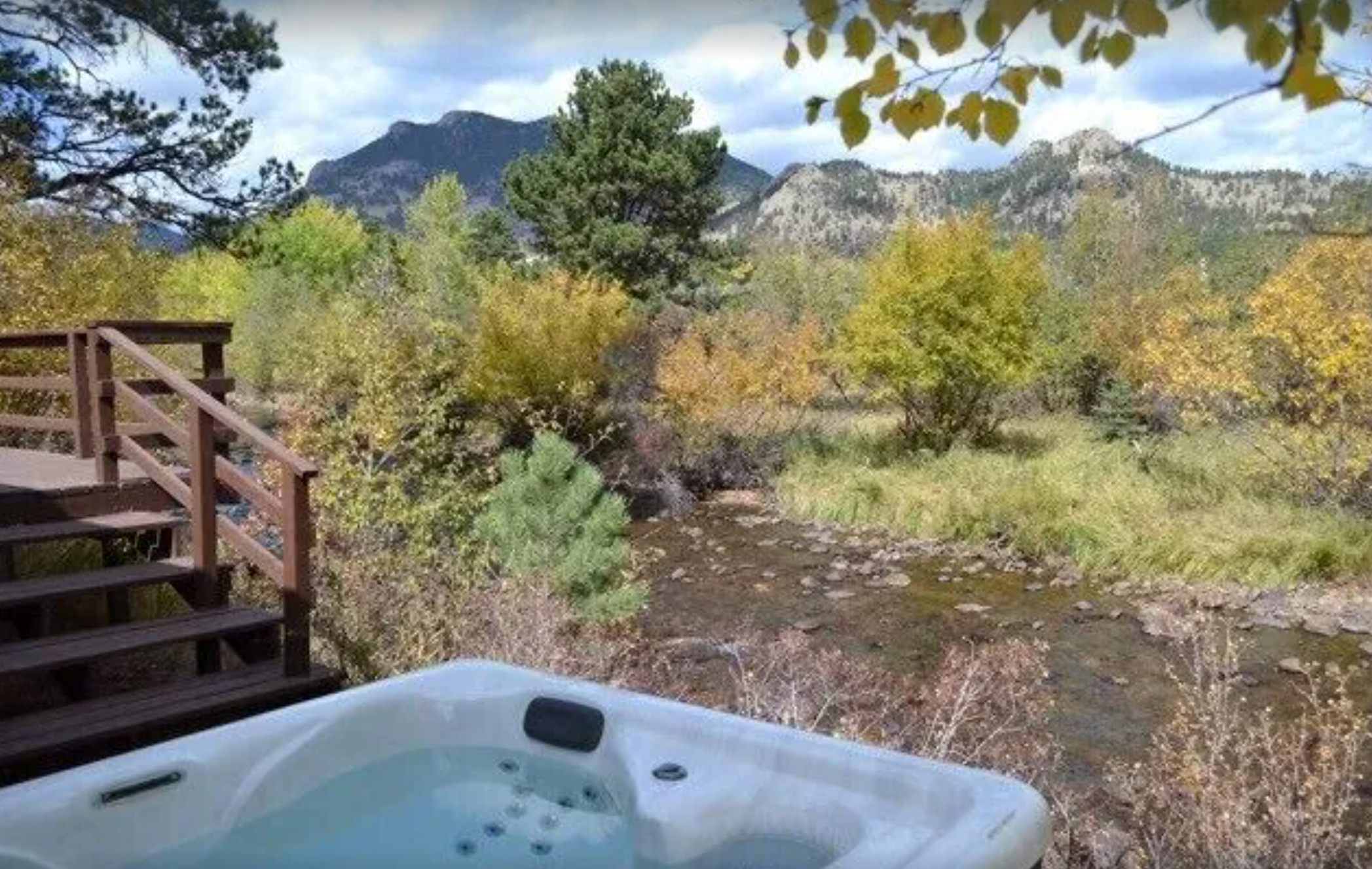 Private hot tub and view at Murphy's Riverside Cottage