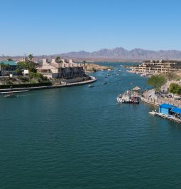 view of lake havasu from the london bridge