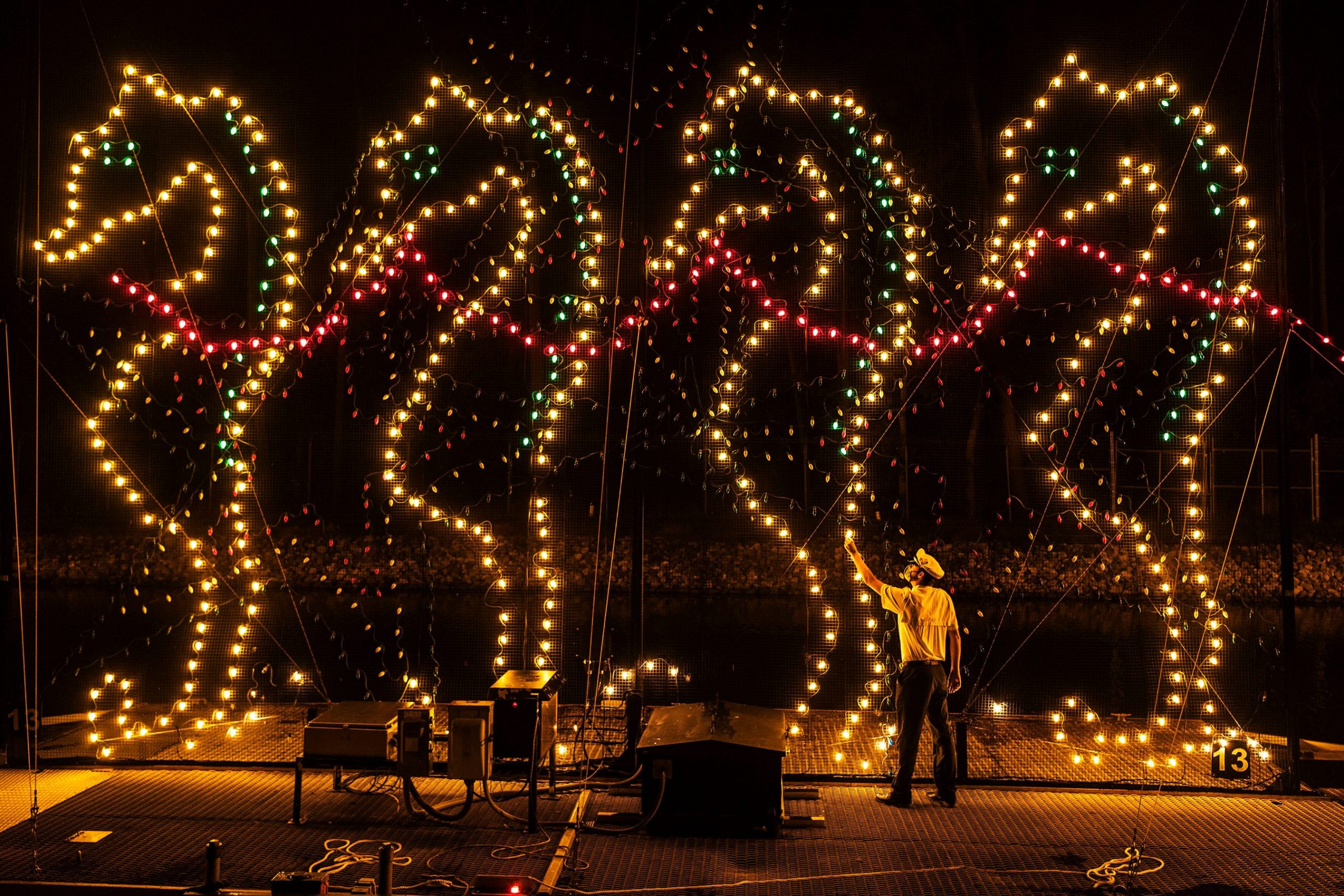 The Electrical Water Pageant is a nightly parade along the Seven Seas Lagoon with music and floating light displays.