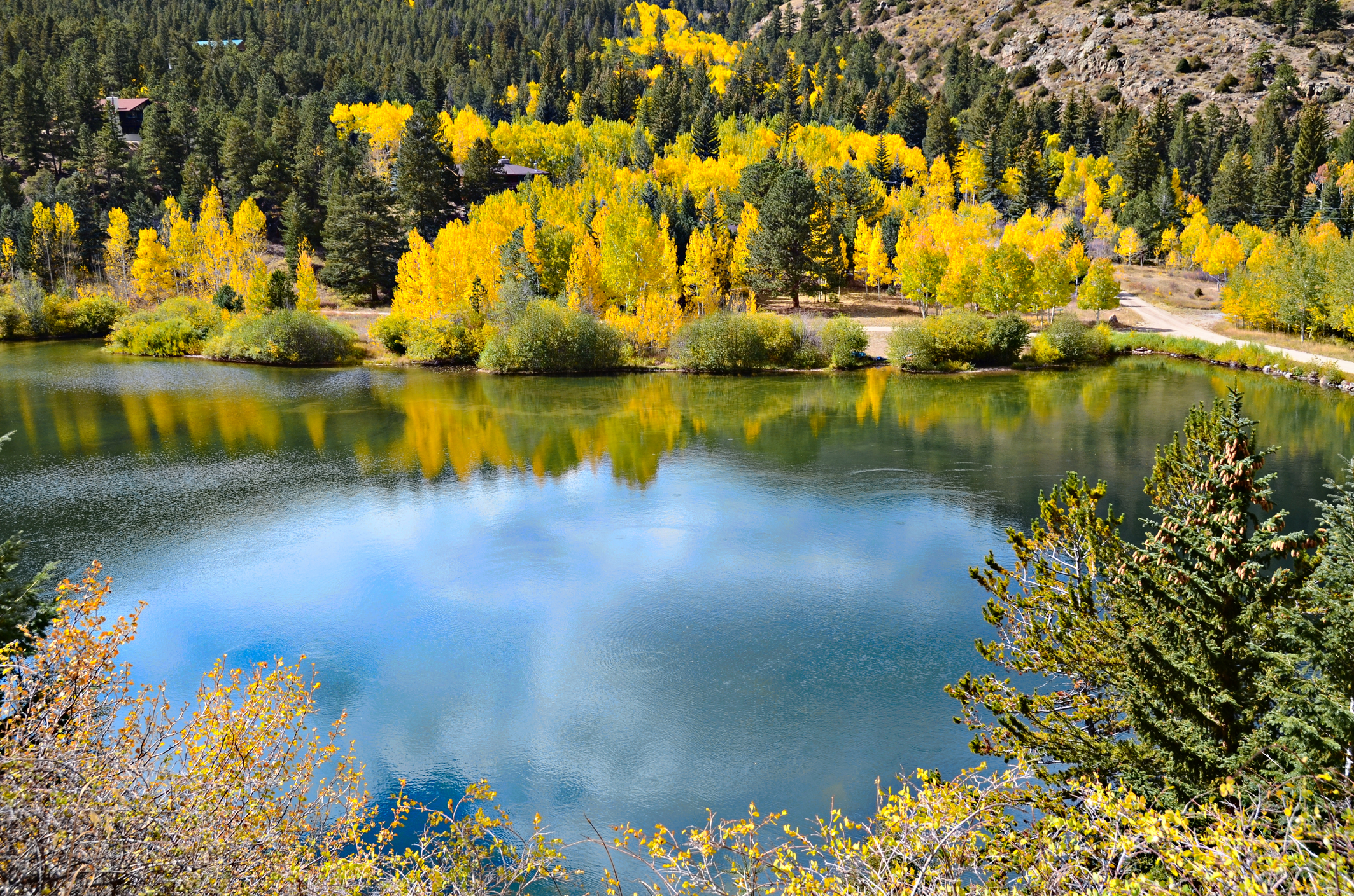 Beautiful tranquil lake in Idaho Springs, Colorado
