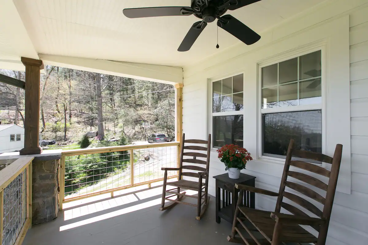 Start your day enjoying coffee on the peaceful front porch